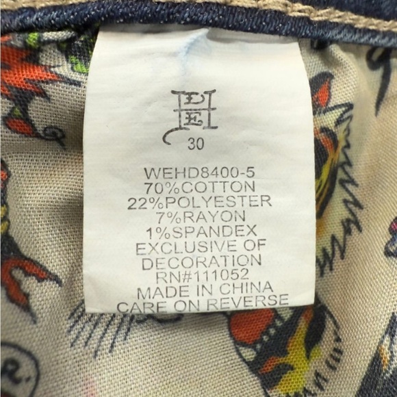 Ed Hardy Jeans Womens 32 True Love Fit & Flare Love Eternal Y2K Blue Denim - Picture 8 of 8